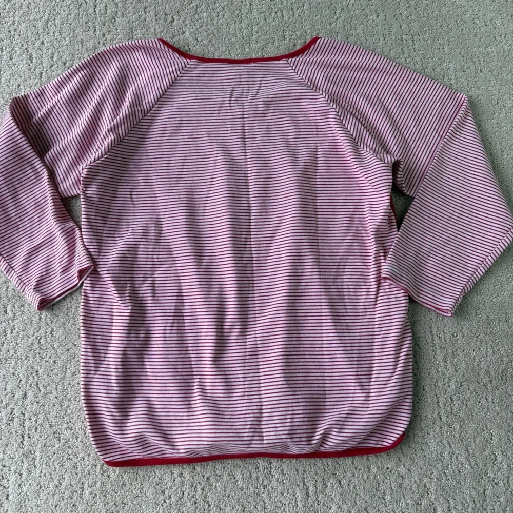 Lake Pajama Set Women XXS Red White Striped Pima Cotton Long Sleeve Loungewear